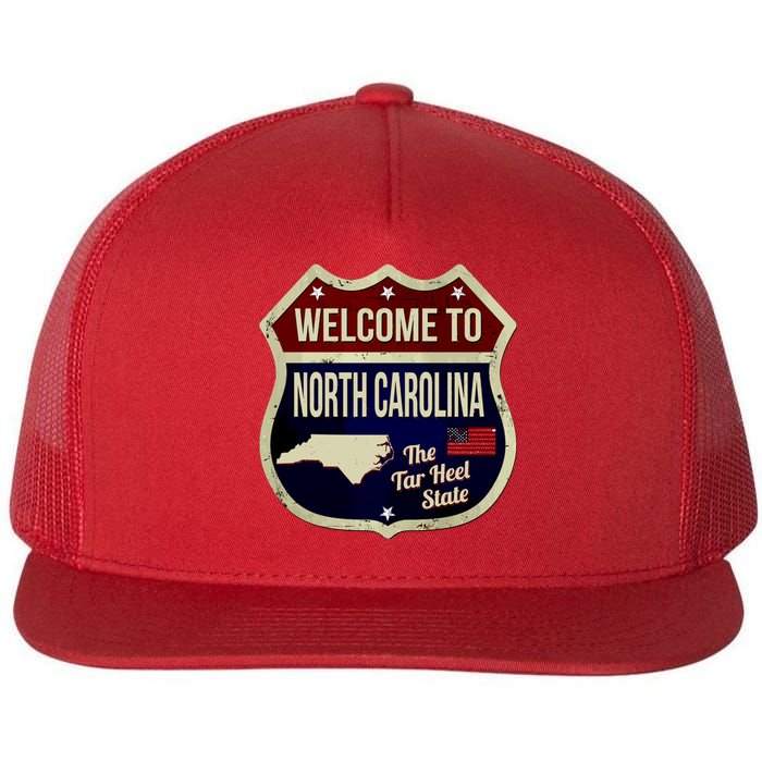 North Carolina Vintage Metal Road Sign Logo Flat Bill Trucker Hat