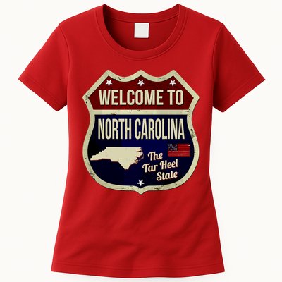 North Carolina Vintage Metal Road Sign Logo Womens T-Shirt