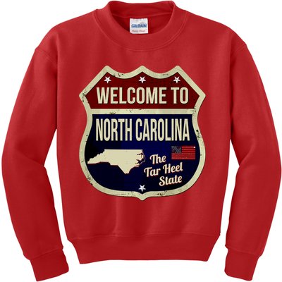 North Carolina Vintage Metal Road Sign Logo Kids Sweatshirt
