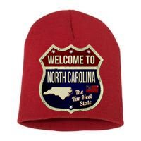 North Carolina Vintage Metal Road Sign Logo Short Acrylic Beanie