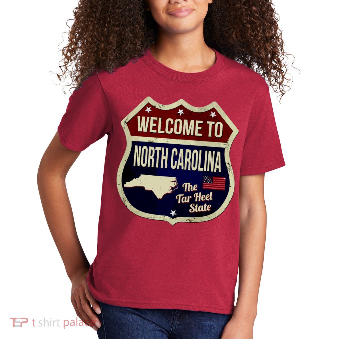 North Carolina Vintage Metal Road Sign Logo Kids T-Shirt