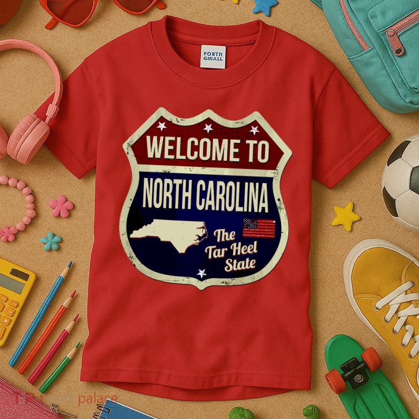 North Carolina Vintage Metal Road Sign Logo Kids T-Shirt