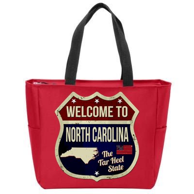 North Carolina Vintage Metal Road Sign Logo Zip Tote Bag