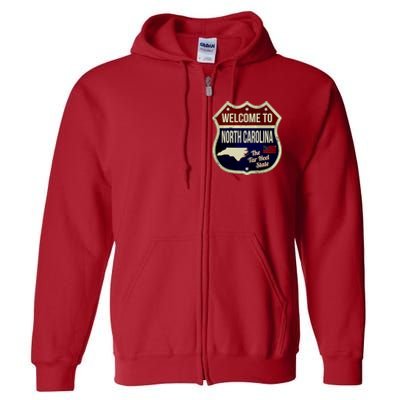 North Carolina Vintage Metal Road Sign Logo Full Zip Hoodie