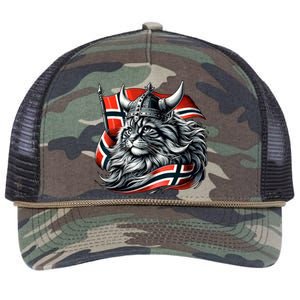 Norwegian Cat Viking Norway Flag Retro Rope Trucker Hat Cap