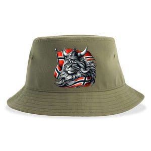 Norwegian Cat Viking Norway Flag Sustainable Bucket Hat