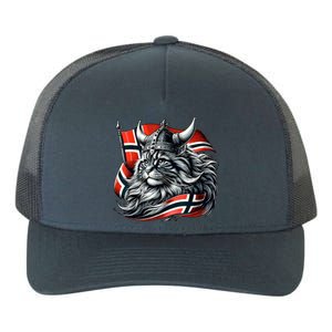 Norwegian Cat Viking Norway Flag Yupoong Adult 5-Panel Trucker Hat