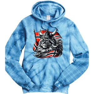 Norwegian Cat Viking Norway Flag Tie Dye Hoodie