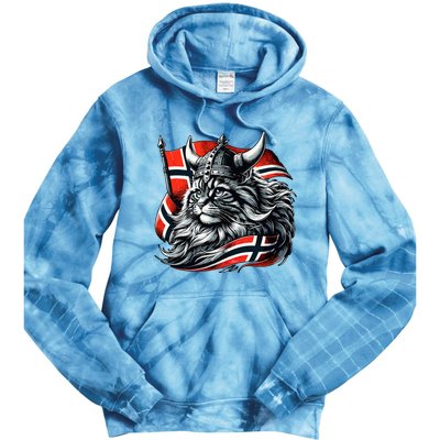 Norwegian Cat Viking Norway Flag Tie Dye Hoodie