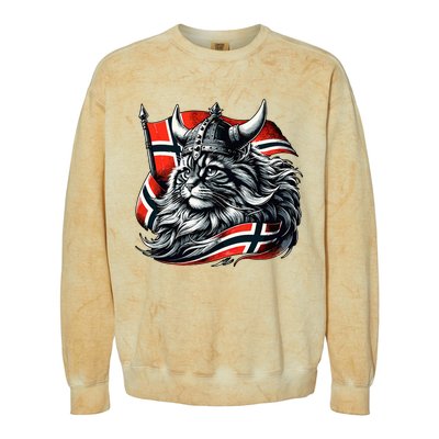 Norwegian Cat Viking Norway Flag Colorblast Crewneck Sweatshirt