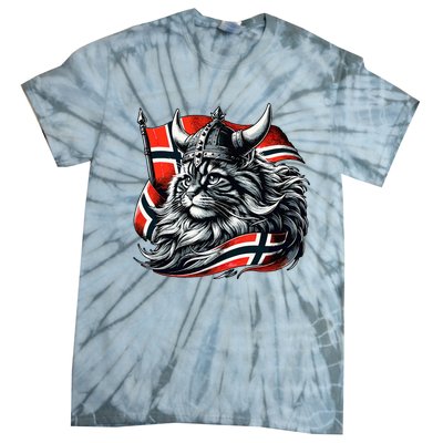 Norwegian Cat Viking Norway Flag Tie-Dye T-Shirt