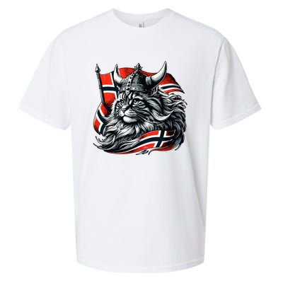 Norwegian Cat Viking Norway Flag Sueded Cloud Jersey T-Shirt