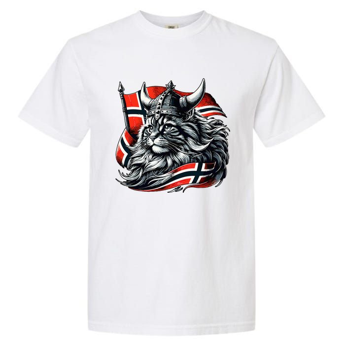 Norwegian Cat Viking Norway Flag Garment-Dyed Heavyweight T-Shirt