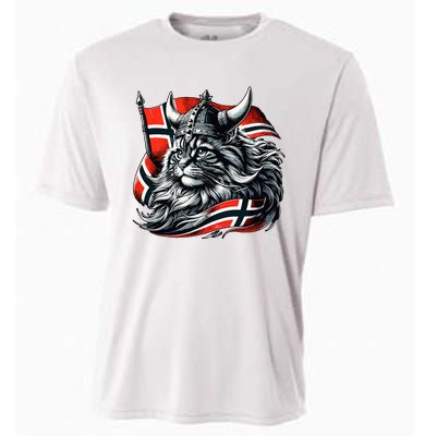 Norwegian Cat Viking Norway Flag Cooling Performance Crew T-Shirt