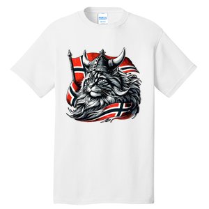 Norwegian Cat Viking Norway Flag Tall T-Shirt