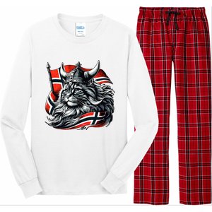 Norwegian Cat Viking Norway Flag Long Sleeve Pajama Set