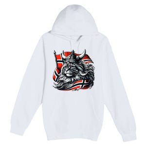 Norwegian Cat Viking Norway Flag Premium Pullover Hoodie