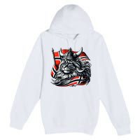 Norwegian Cat Viking Norway Flag Premium Pullover Hoodie