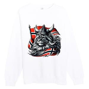 Norwegian Cat Viking Norway Flag Premium Crewneck Sweatshirt