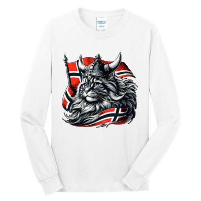 Norwegian Cat Viking Norway Flag Tall Long Sleeve T-Shirt