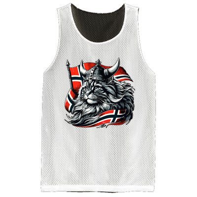 Norwegian Cat Viking Norway Flag Mesh Reversible Basketball Jersey Tank