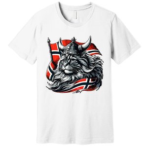 Norwegian Cat Viking Norway Flag Premium T-Shirt