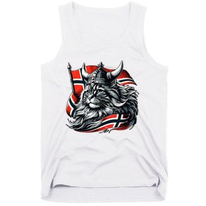 Norwegian Cat Viking Norway Flag Tank Top