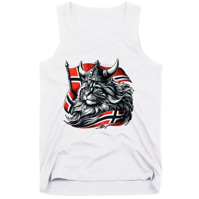 Norwegian Cat Viking Norway Flag Tank Top