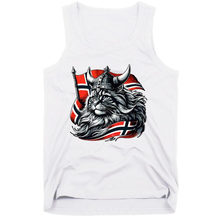 Norwegian Cat Viking Norway Flag Tank Top