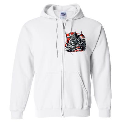 Norwegian Cat Viking Norway Flag Full Zip Hoodie