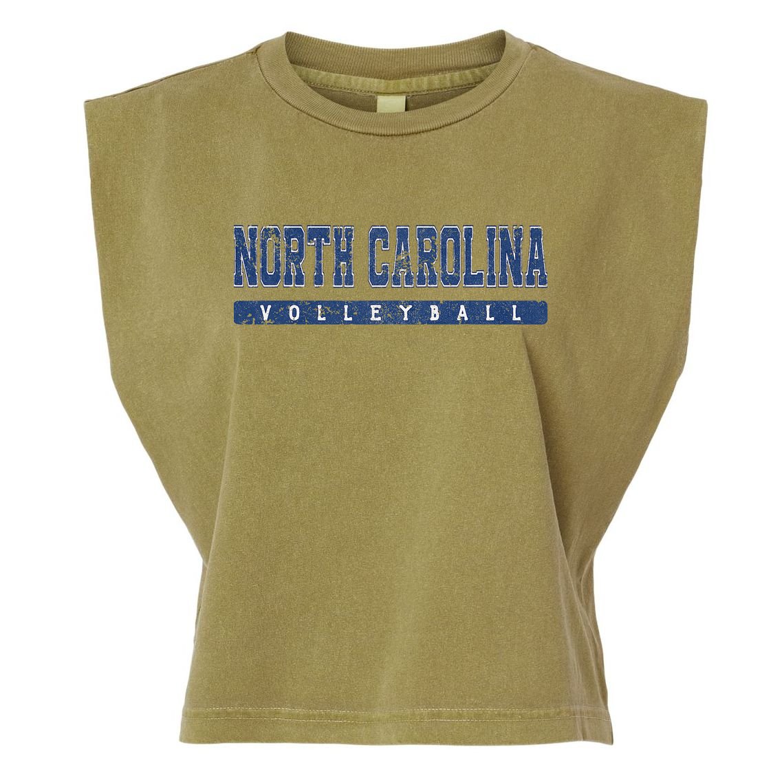 North Carolina Volleyball Blue Vintage Text Garment-Dyed Women's Muscle Tee
