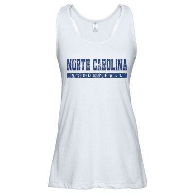 North Carolina Volleyball Blue Vintage Text Ladies Essential Flowy Tank