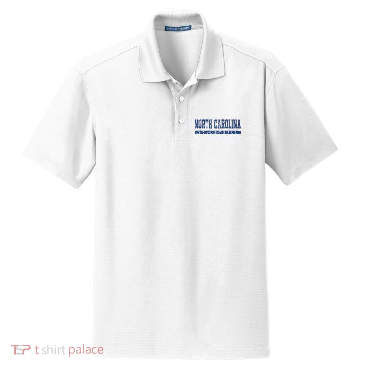 North Carolina Volleyball Blue Vintage Text Dry Zone Grid Polo
