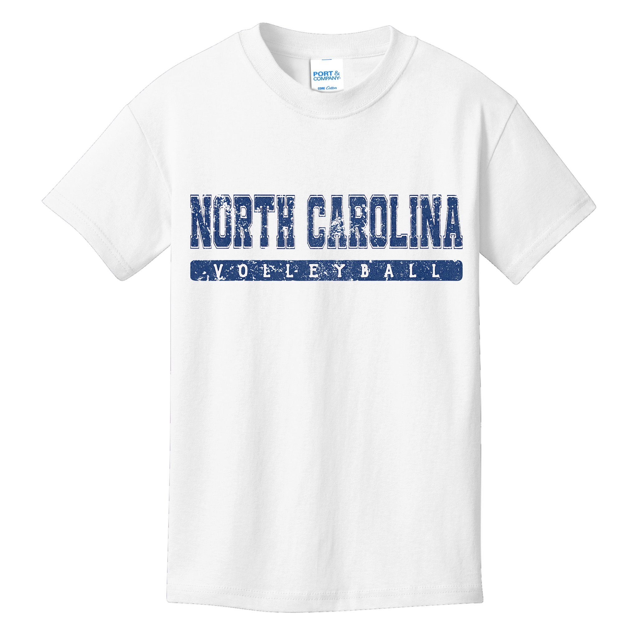 North Carolina Volleyball Blue Vintage Text Kids T-Shirt