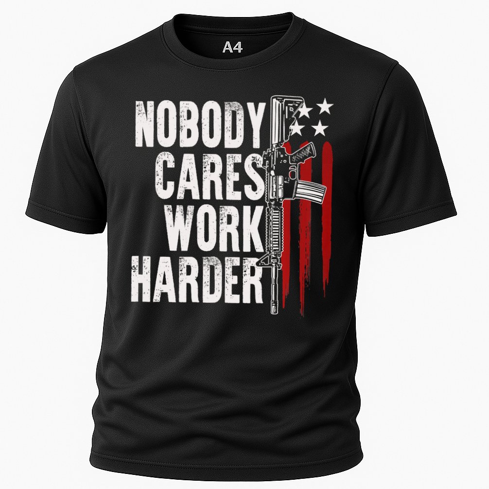 Nobody Cares Work Harder AR15 Owner American Flag Performance Shirt