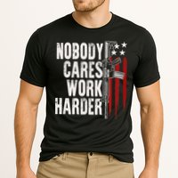 Nobody Cares Work Harder AR15 Owner American Flag Cooling Performance Crew T-Shirt