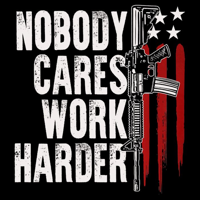 Nobody Cares Work Harder AR15 Owner American Flag Cooling Performance Crew T-Shirt