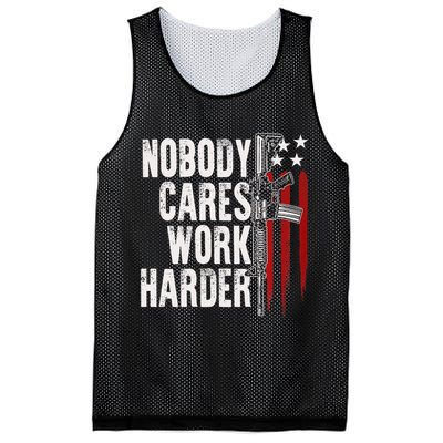 Nobody Cares Work Harder AR15 Owner American Flag Mesh Reversible Basketball Jersey Tank