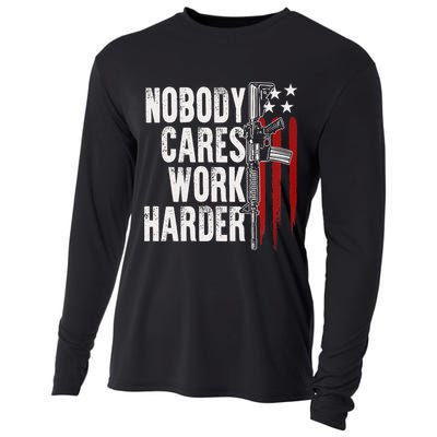 Nobody Cares Work Harder AR15 Owner American Flag Cooling Performance Long Sleeve Crew