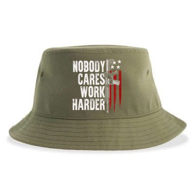 Nobody Cares Work Harder AR15 Owner American Flag Sustainable Bucket Hat