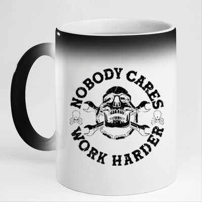 Nobody Cares Work Harder Skull 11oz Black Color Changing Mug