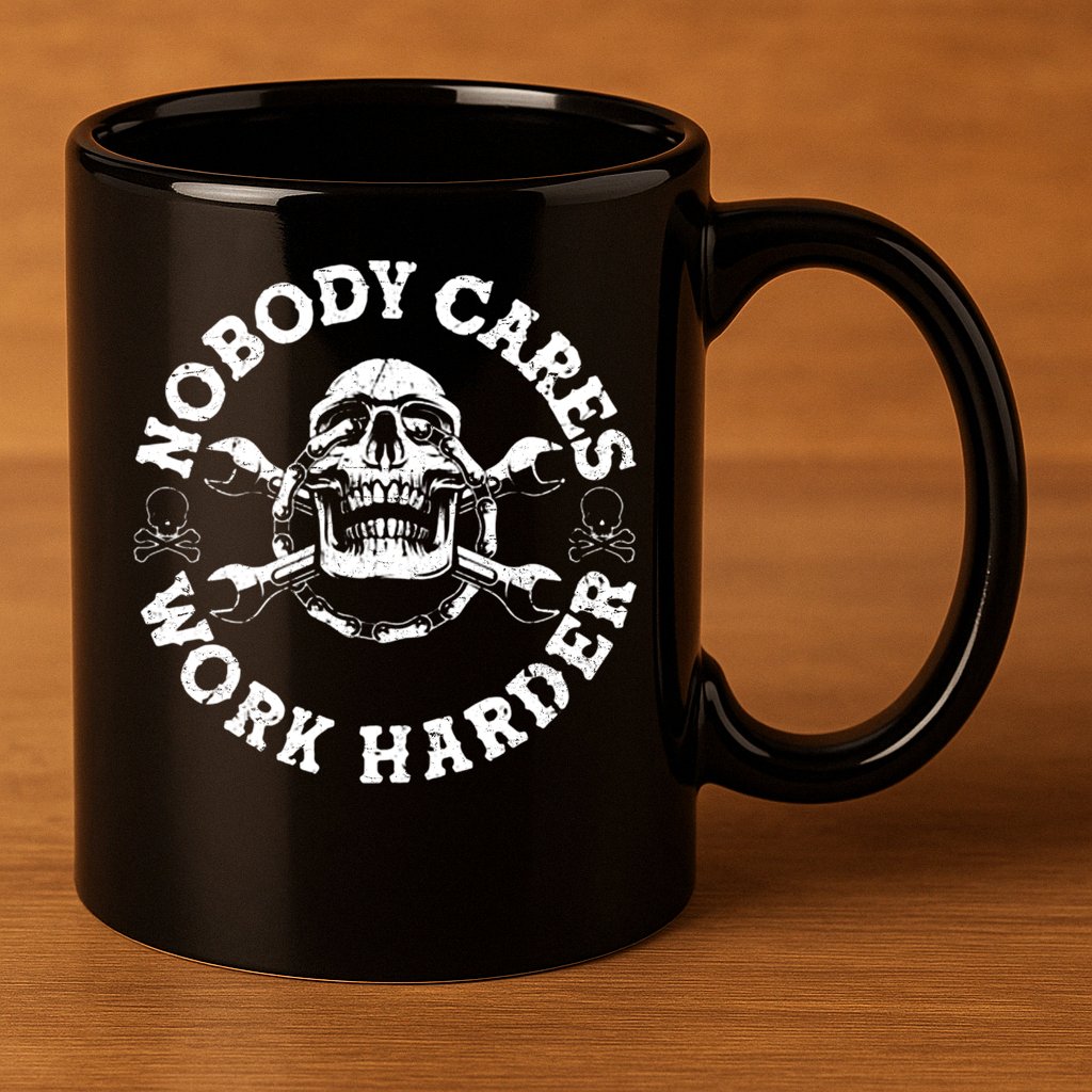 Nobody Cares Work Harder Skull 11oz C Handle Ceramic Mug