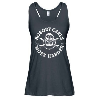 Nobody Cares Work Harder Skull Ladies Essential Flowy Tank