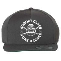 Nobody Cares Work Harder Skull Wool Snapback Cap