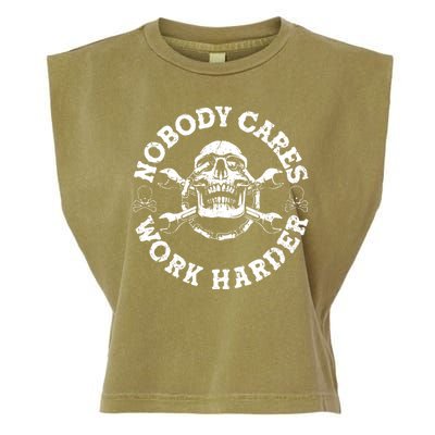 Nobody Cares Work Harder Skull Garment-Dyed Women's Muscle Tee