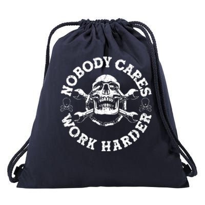 Nobody Cares Work Harder Skull Drawstring Bag