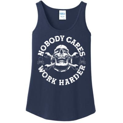 Nobody Cares Work Harder Skull Ladies Essential Tank