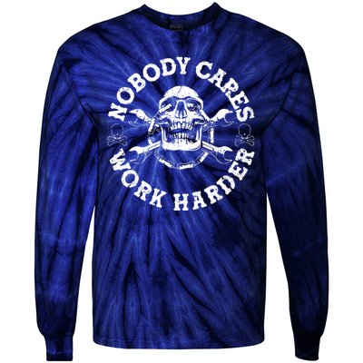 Nobody Cares Work Harder Skull Tie-Dye Long Sleeve Shirt