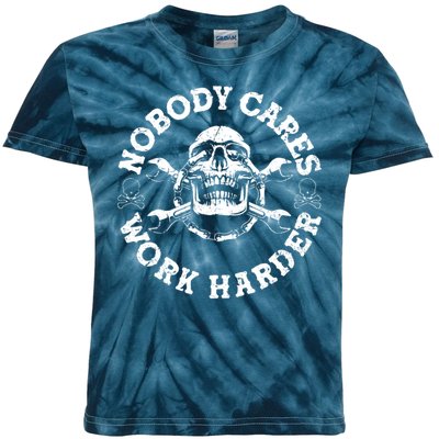 Nobody Cares Work Harder Skull Kids Tie-Dye T-Shirt