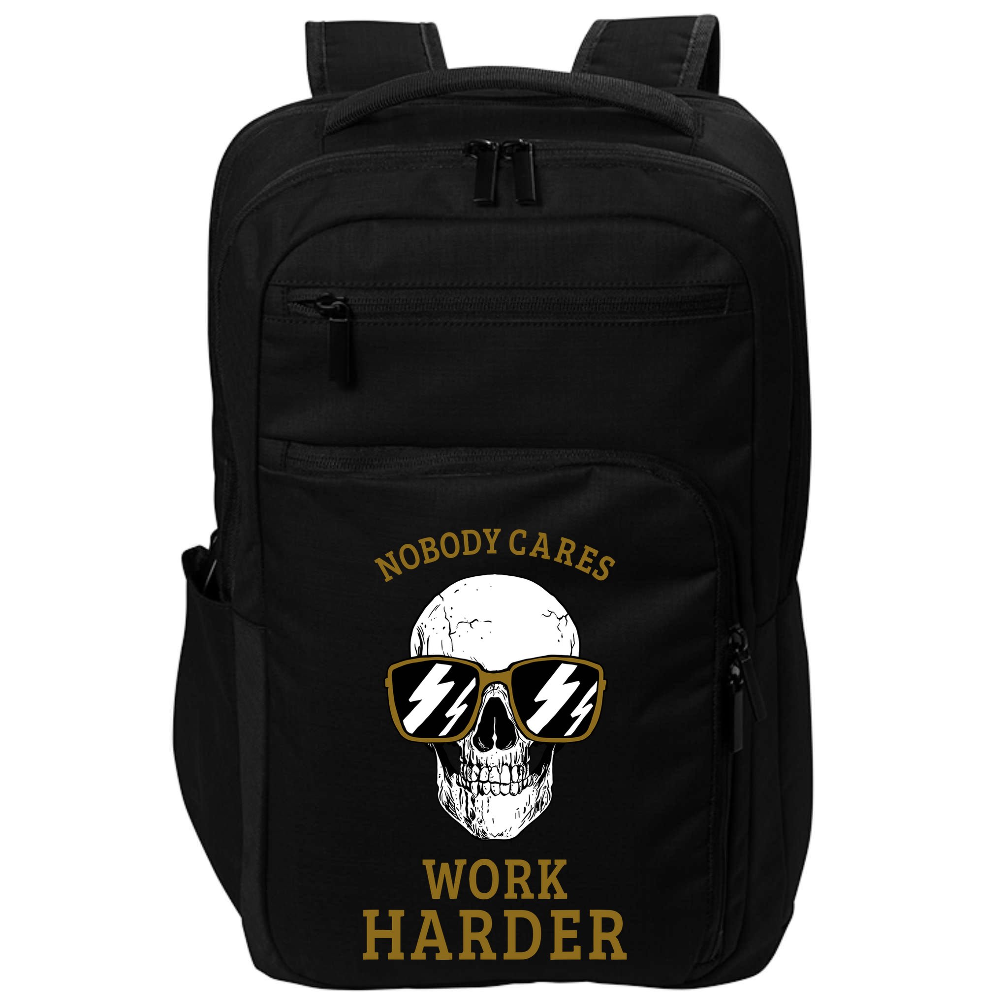 Nobody Cares Work Harder Skull Motivational Workout Impact Tech Backpack